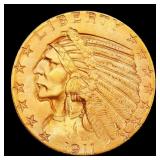 1911-p Gold Indian Half Eagle Near Top Pop! $5 ms6