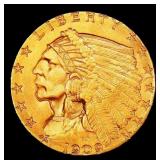 1909-p Gold Indian Quarter Eagle TOP POP! $2 1/2 m