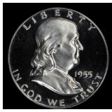 1955 Proof Franklin Half Dollar NEar Top Pop! 50c