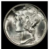 1945-p Mercury Dime 10c ms67 SEGS