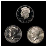 Complete 3 PC. 1989 Kennedy Half Dollar 50c set In