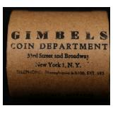 GIMBLES RARE 10 Coin Peace Silver Dollar Roll Unc