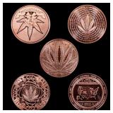 5 Copper Coin Weed/Hemp Set 5oz Of Copper