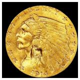 1914-d Gold Indian Quarter Eagle $2 1/2 ms64+ SEGS