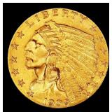 1909-p Gold Indian Quarter Eagle $2 1/2 ms64+ SEGS