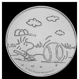 Woodstock Baseball Peanuts Style - 1 oz Silver Rou