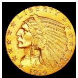 1914-p Gold Indian Half Eagle $5 ms64 USCG