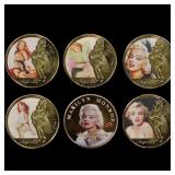 1926-1962 6 Coin Marilyn Monroe Gold Plated Round