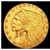 1909-p Gold Indian Quarter Eagle Near Top Pop! $2