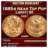 1885-s Gold Liberty Half Eagle Near Top Pop $5 ms6
