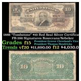 1886 $10 Red Seal Silver Certificate "Tombstone" F