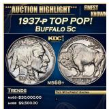 1937-p Buffalo Nickel TOP POP! 5c ms68+ SEGS
