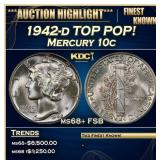 1942-d Mercury Dime TOP POP! 10c GEM++ FSB USCG