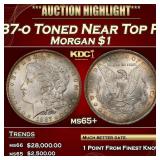 1887-o Morgan Dollar Toned Near Top Pop $1 ms65+ S