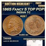1865 Fancy 5 Indian Cent TOP POP! 1c ms66 bn SEGS