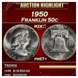 1950 Proof Franklin Half Dollar 50c pr67+ SEGS