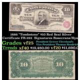 1886 $10 Red Seal Silver Certificate "Tombstone" F