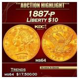 1887-p Gold Liberty Eagle $10 ms64 SEGS