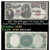 1907 $5 Large Size Legal Tender Note "WoodChopper"