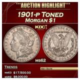 1901-p Morgan Dollar Toned $1 ms62 USCG