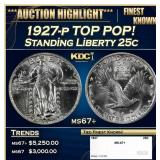1927-p Standing Liberty Quarter TOP POP! 25c ms67+