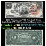 1886 $10 Red Seal Silver Certificate "Tombstone" F