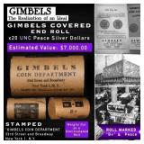 20 Coin GIMBLES Roll Unc Peace Dollar B+