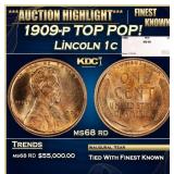 1909-p Lincoln Cent TOP POP! 1c ms68 rd SEGS