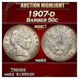 1907-d Barber Half Dollars 50c ms63 USCG