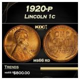 1920-p Lincoln Cent 1c Grades ms66 rd