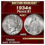 1934-s Peace Dollar $1 ms63 USCG
