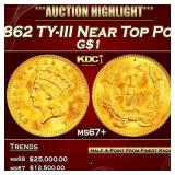 1862 Gold Dollar TY-III Near Top Pop $1 ms67+ SEGS