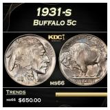 1931-s Buffalo Nickel 5c Grades ms66