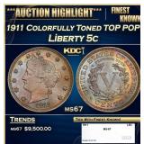 1911 Liberty Nickel Colorfully Toned TOP POP! 5c m