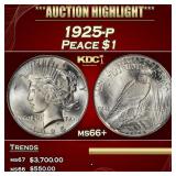 1925-p Peace Dollar $1 ms66+ SEGS