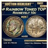 1952-p Roosevelt Dime Rainbow Toned TOP POP! 10c m