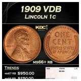1909 VDB Lincoln Cent 1c ms66+ rb SEGS