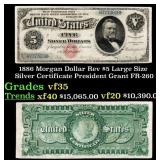 1886 $5 Large Size Silver Certificate Morgan Dolla