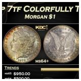 1878-p 7tf Morgan Dollar Colorfully Toned $1 Grade