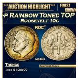 1949-p Roosevelt Dime Rainbow Toned TOP POP! 10c m