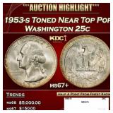 1953-s Washington Quarter Toned Near Top Pop 25c m