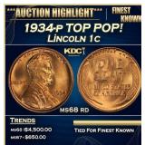 1934-p Lincoln Cent TOP POP! 1c ms68 rd SEGS