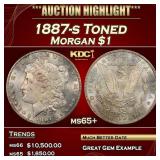 1887-s Morgan Dollar Toned $1 ms65+ SEGS