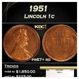 1951 Proof Lincoln Cent 1c pr67+ rd SEGS
