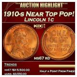 1910-s Lincoln Cent Near Top Pop! 1c ms67 rd SEGS