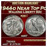 1944-d Walking Liberty Half Dollar Near Top Pop 50