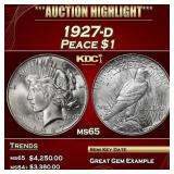 1927-d Peace Dollar $1 ms65 SEGS