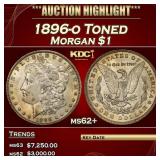 1896-o Morgan Dollar Toned $1 ms62+ USCG