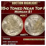 1885-o Morgan Dollar Toned Near Top Pop $1 ms67+ S