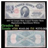 1917 $1 Large Size Legal Tender Note Grades Choice